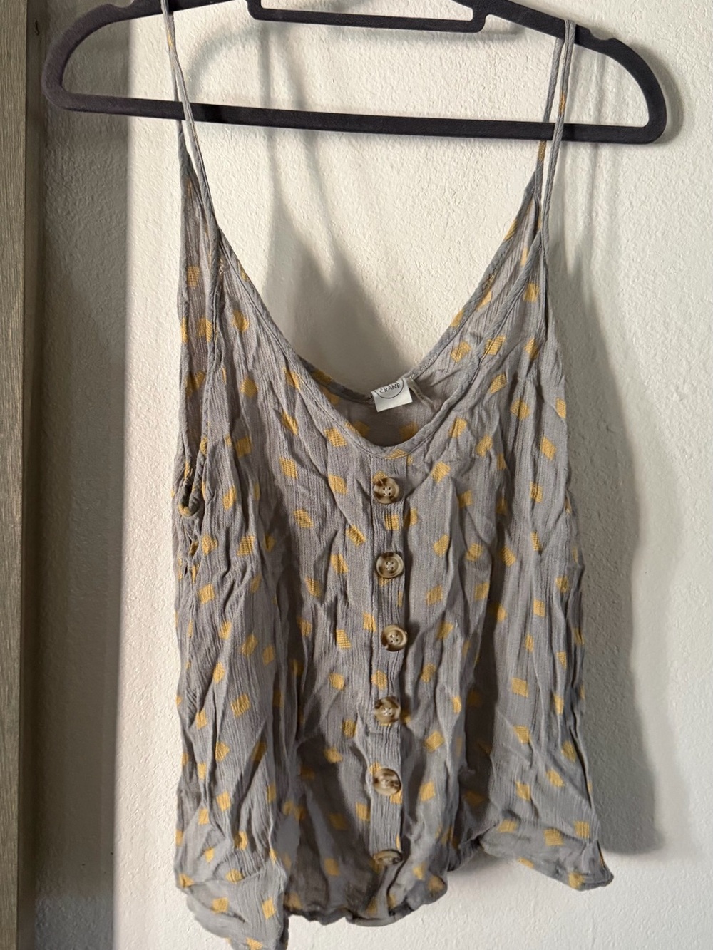 Xhilaration Gray Tank Top with Yellow Spot Print